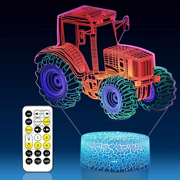 Toy Cars 3D Night Light with Remote & Smart Touch Dynamic Colors - Picture 1 of 2